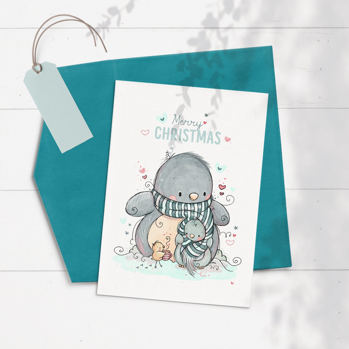 Penguin Hug Christmas Card