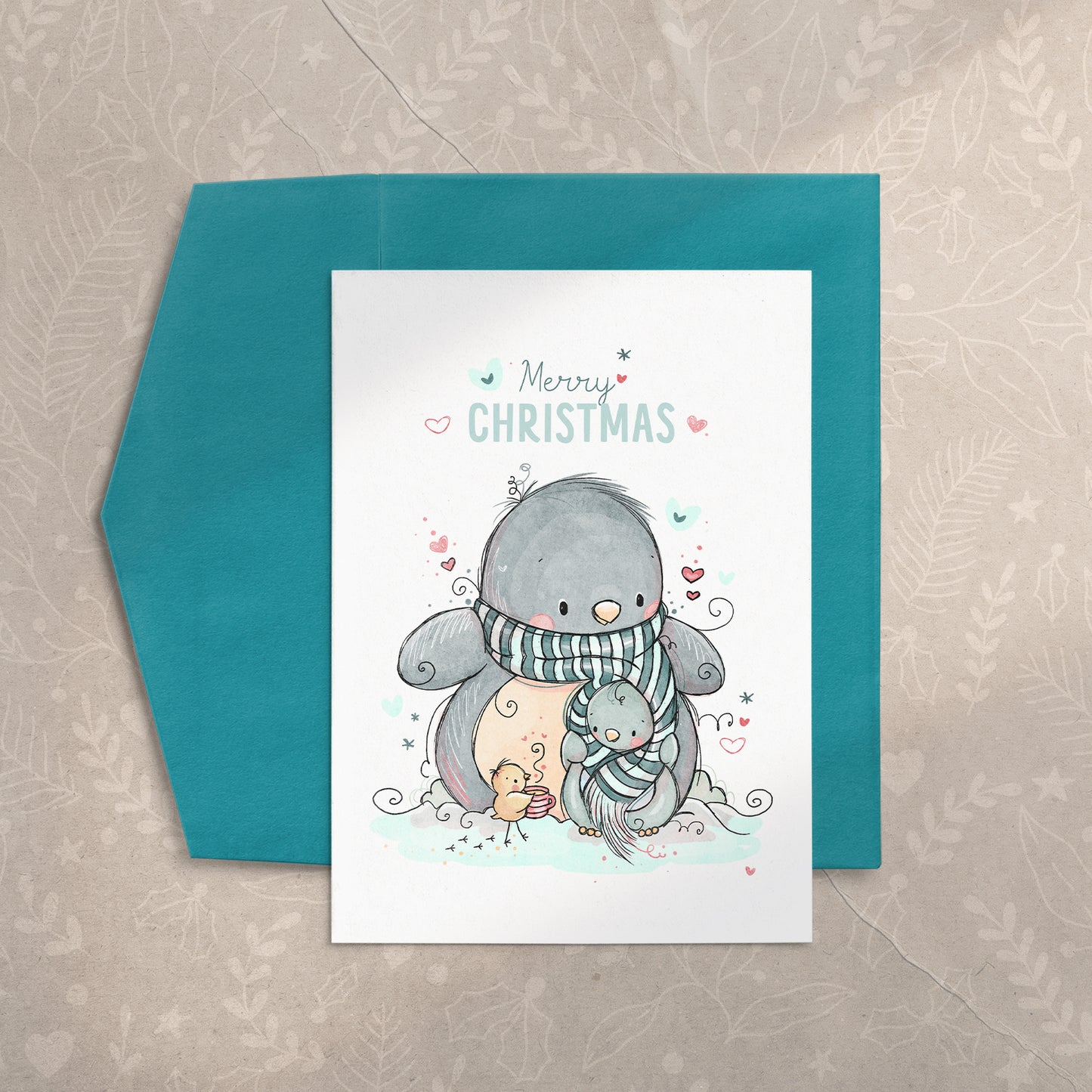 Penguin Hug Christmas Card