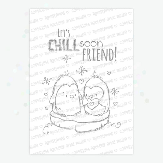 'Penguin Chill' Digital Stamp