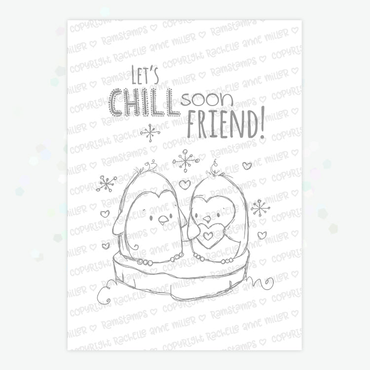 'Penguin Chill' Digital Stamp