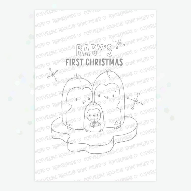 'Penguin Family' Digital Stamp