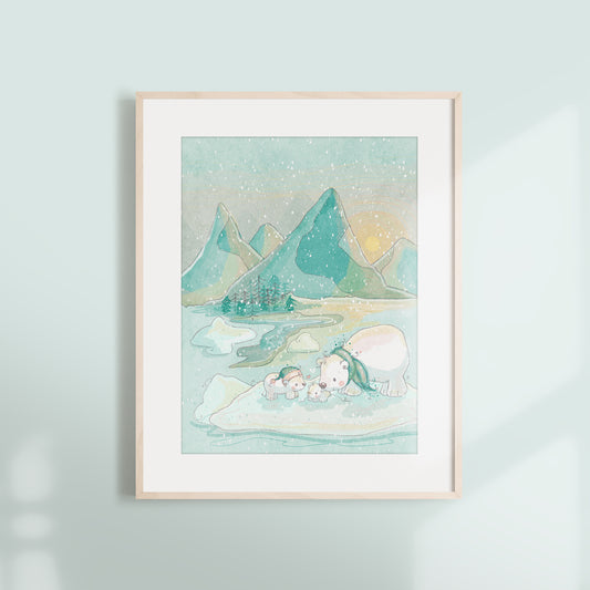 'Polar Bear Sunrise' Children's Wall Art Print