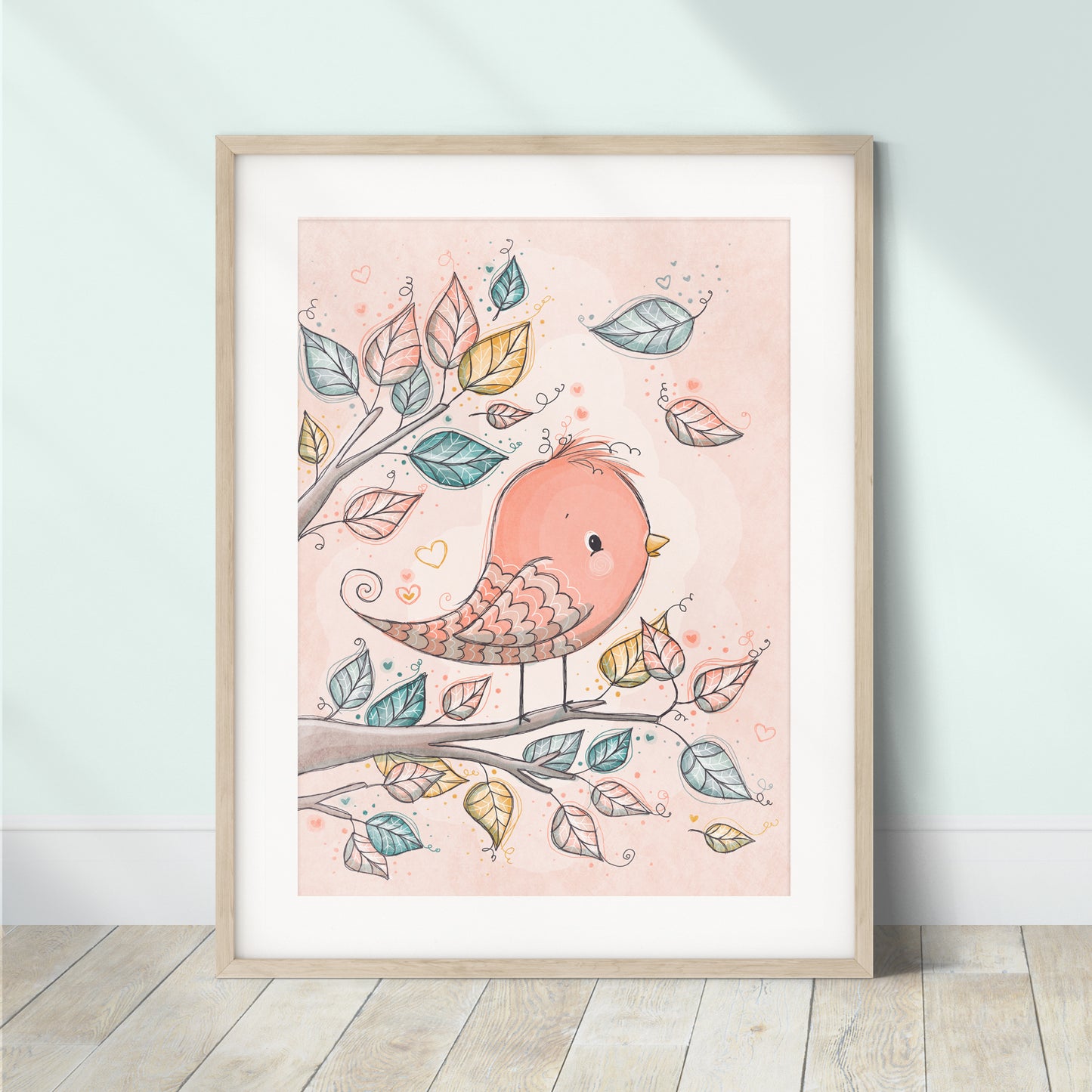 'Pretty Bird' Children's Wall Art Print