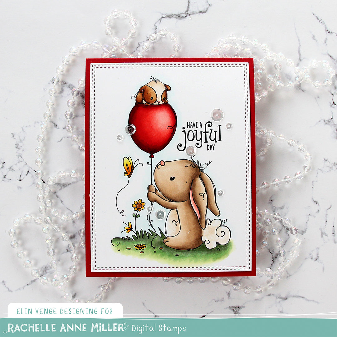 'Bunny & Guinea: Balloon' Digital Stamp