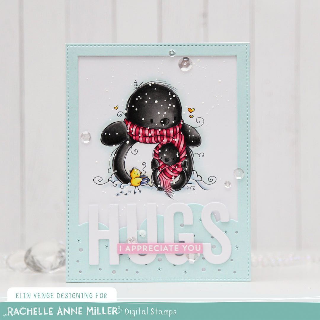 'Penguin Hug' Digital Stamp