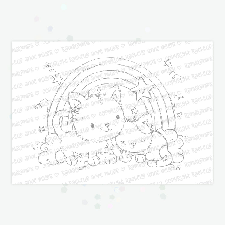 'Rainbow Cats' Digital Stamp