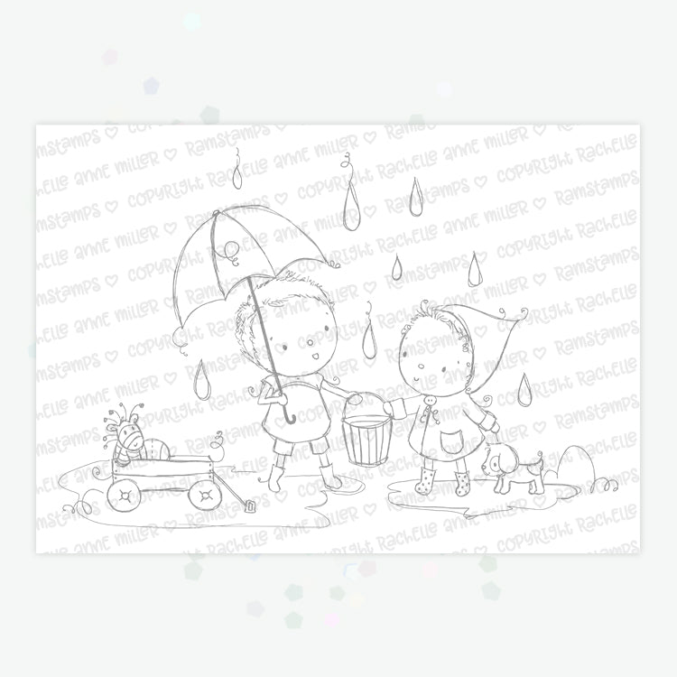 'Raindrops' Digital Stamp