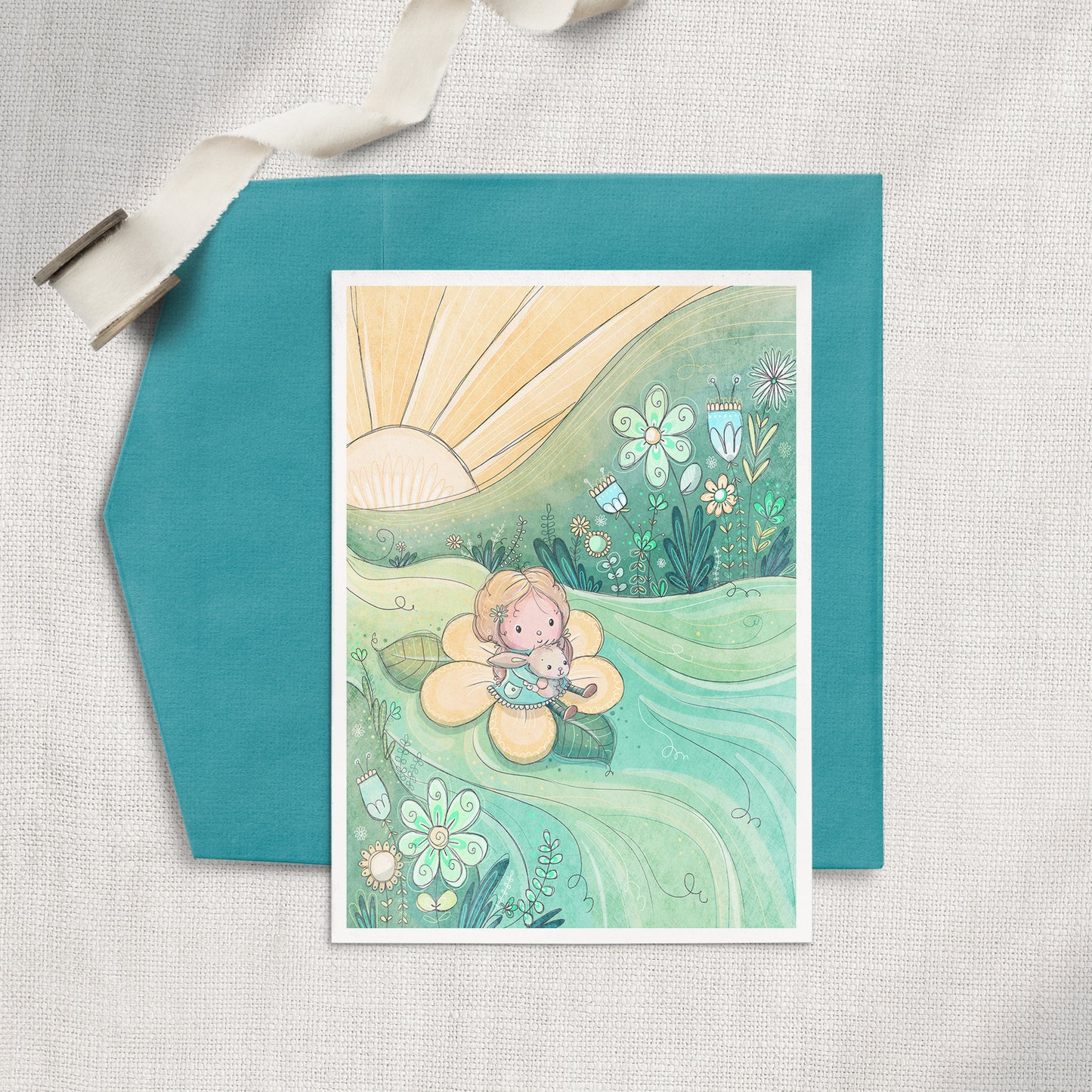 Flower River 5x7 Greeting Card