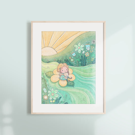 'Flower River' Children's Wall Art Print