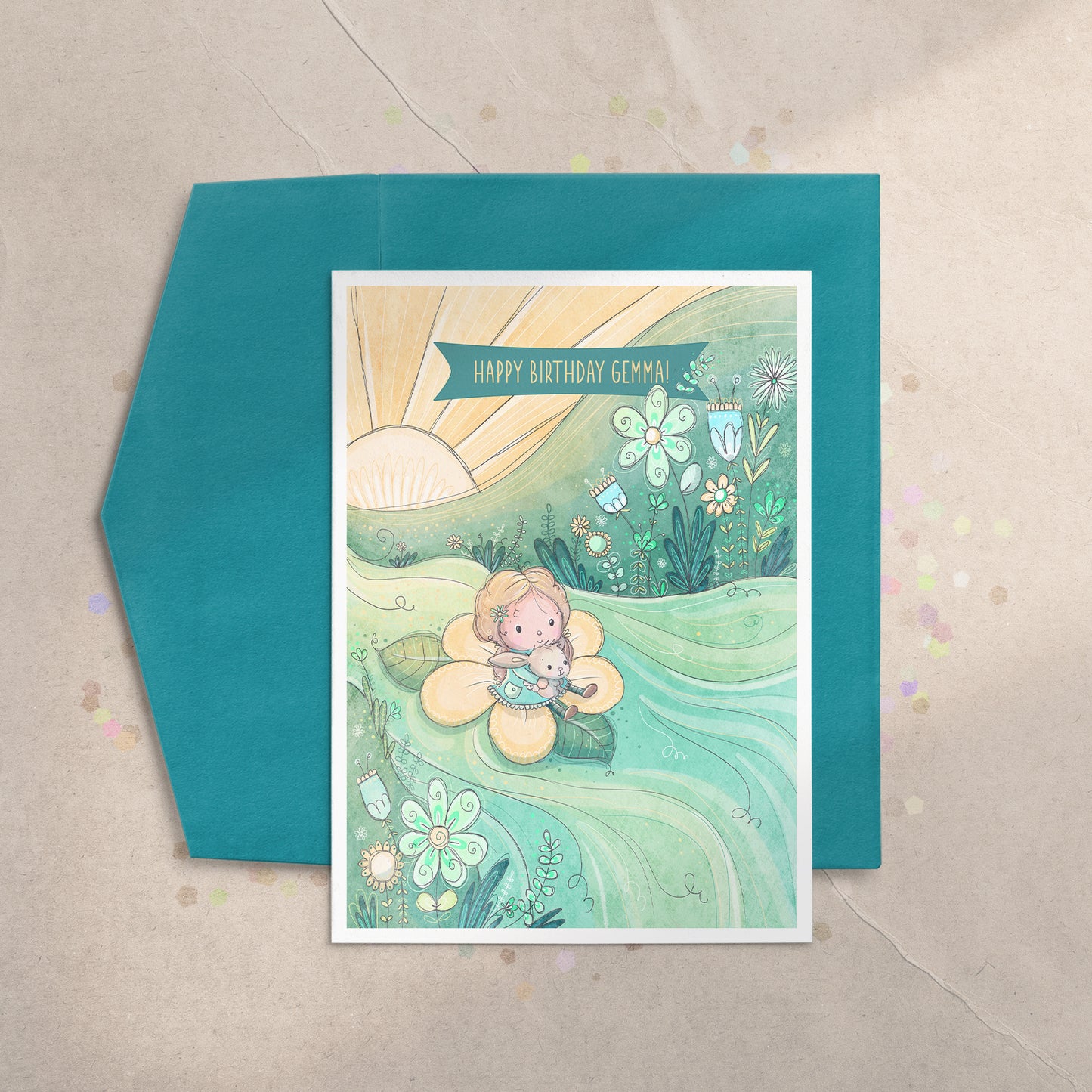 Flower River 5x7 Greeting Card