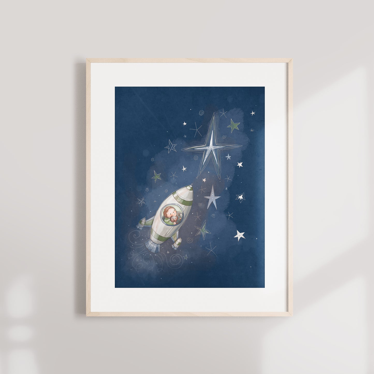 'Space Rocket' Children's Wall Art Print