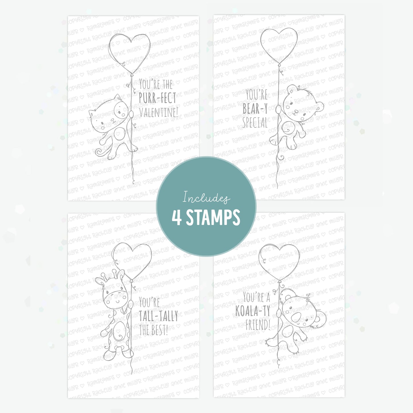 'Animal Valentines' Digital Stamp Set