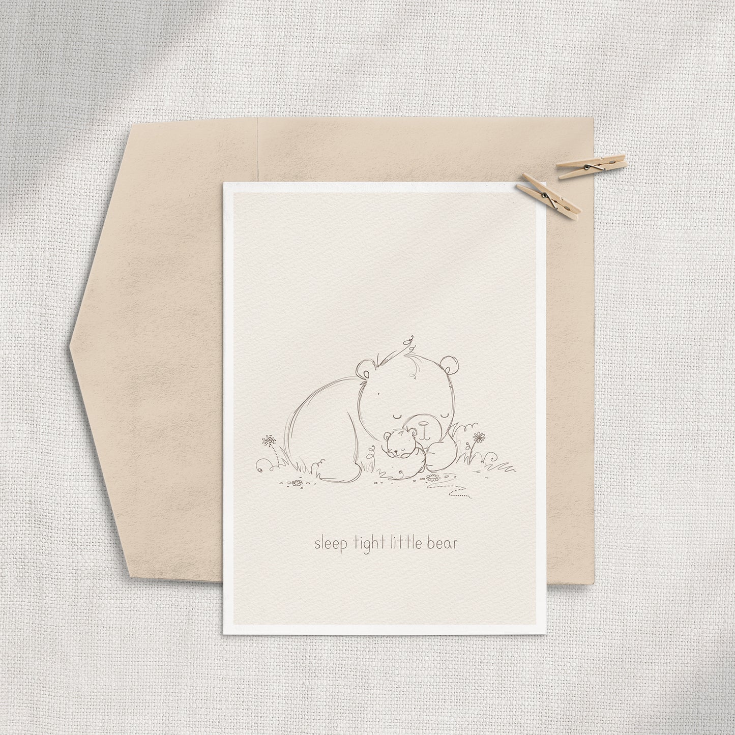 Baby Bear Sketch 5x7 Greeting Card