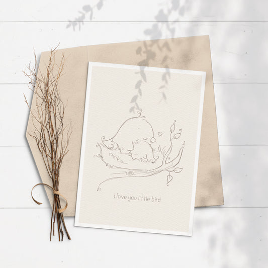 Baby Bird Sketch 5x7 Greeting Card