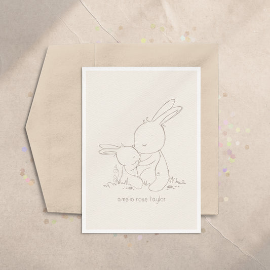 Baby Bunny Sketch 5x7 Greeting Card