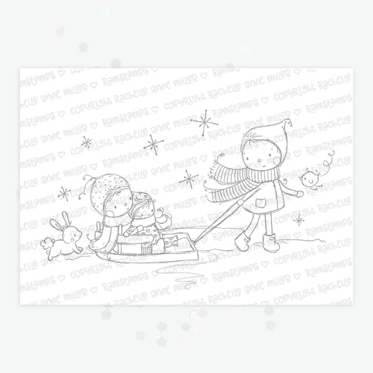 'Christmas Sled' Digital Stamp