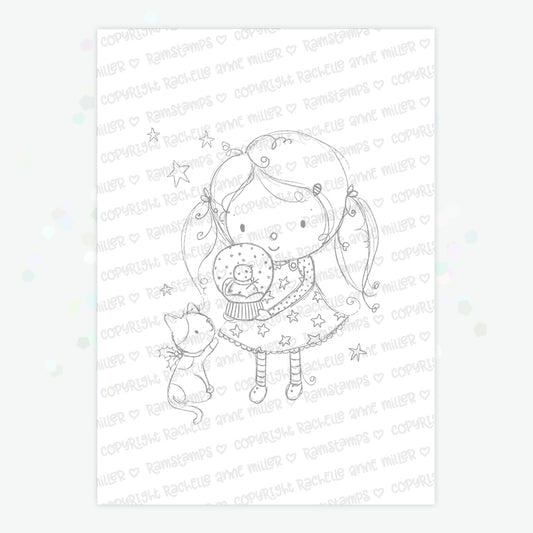'Kitty Snowglobe' Digital Stamp