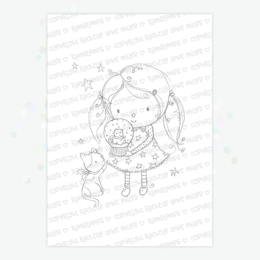 'Kitty Snowglobe' Digital Stamp