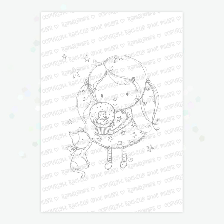 'Kitty Snowglobe' Digital Stamp