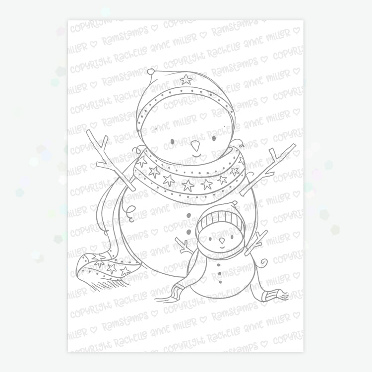 'Snowman Family' Christmas Digital Stamp