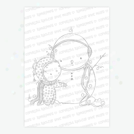 'Snowman Hug' Christmas Digital Stamp