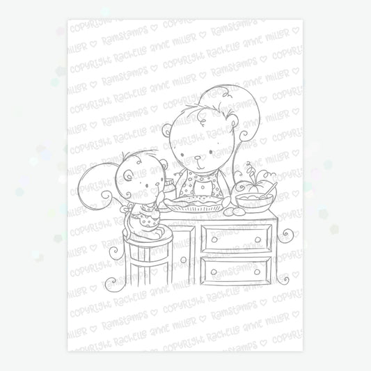 'Baking Squirrels' Digital Stamp