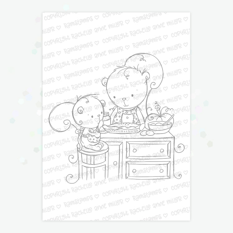 'Baking Squirrels' Digital Stamp