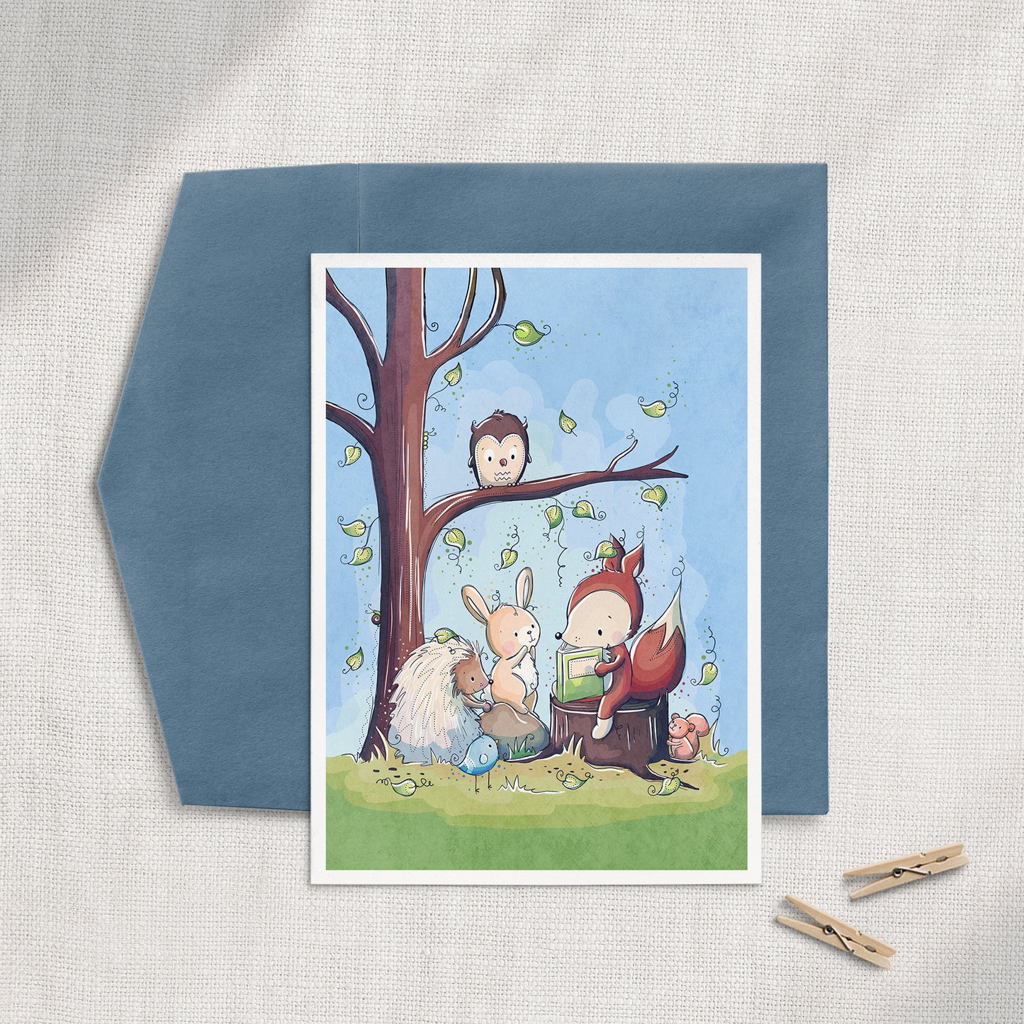 Woodland Storytime 5x7 Greeting Card