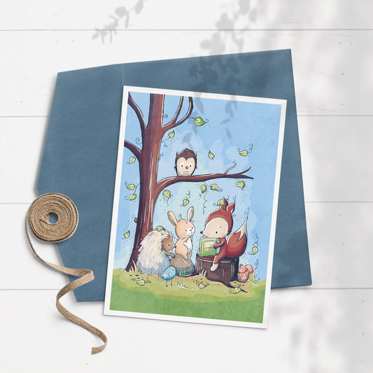 Woodland Storytime 5x7 Greeting Card