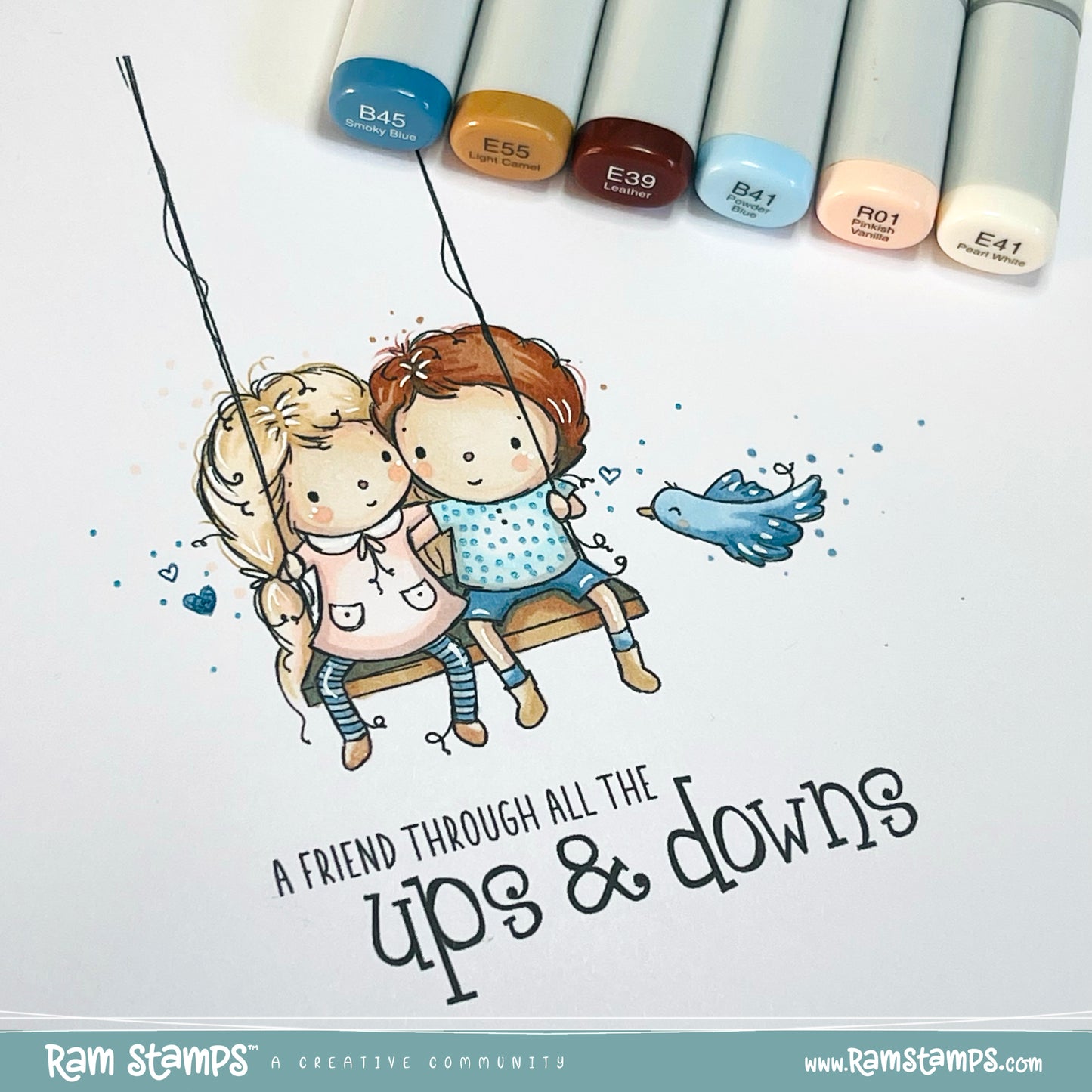 'Swinging Friends' Digital Stamp