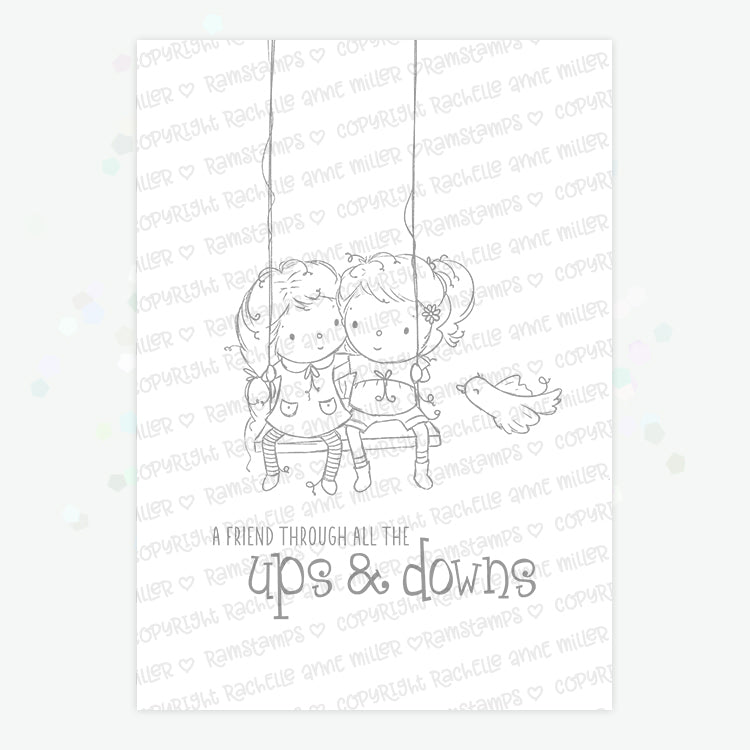 'Swinging Friends (Girls)' Digital Stamp