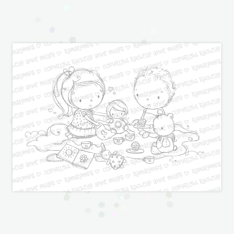 'Tea Party' Digital Stamp