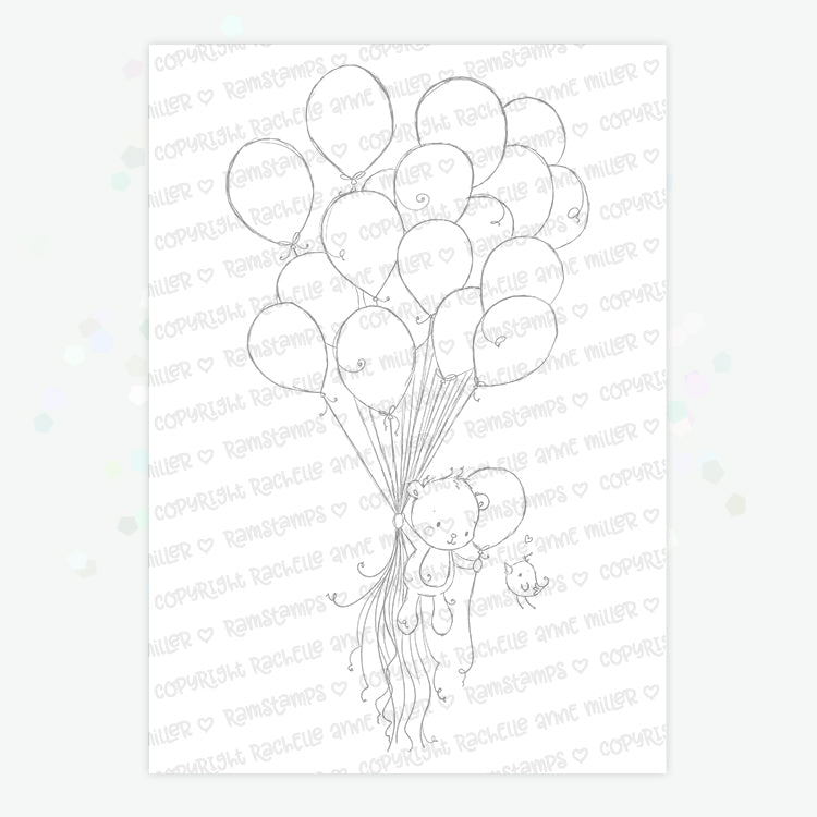 'Teddy's Balloons' Digital Stamp