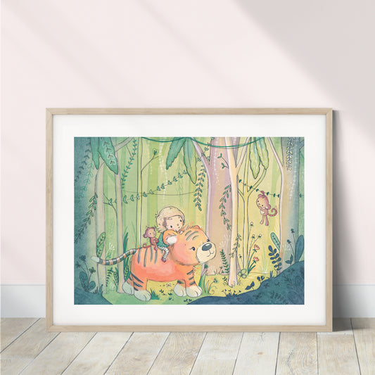 'Tiger Girl' Children's Wall Art Print