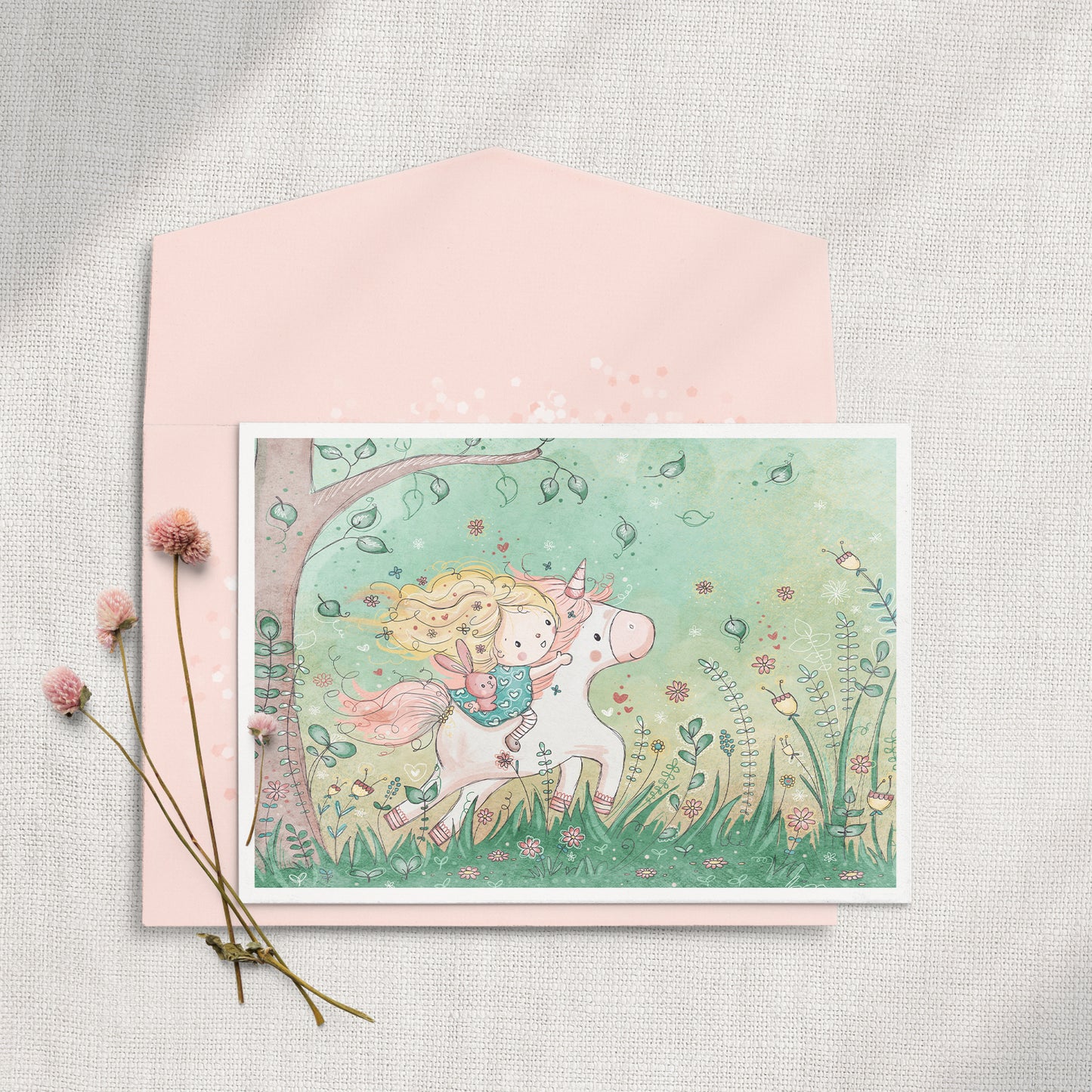 Unicorn Garden 5x7 Greeting Card