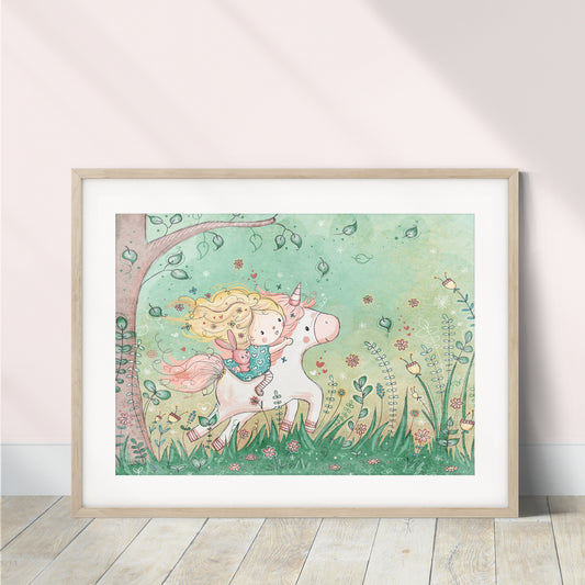 'Unicorn Garden' Children's Wall Art Print
