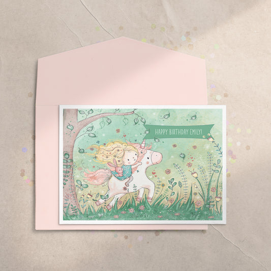 Unicorn Garden 5x7 Greeting Card