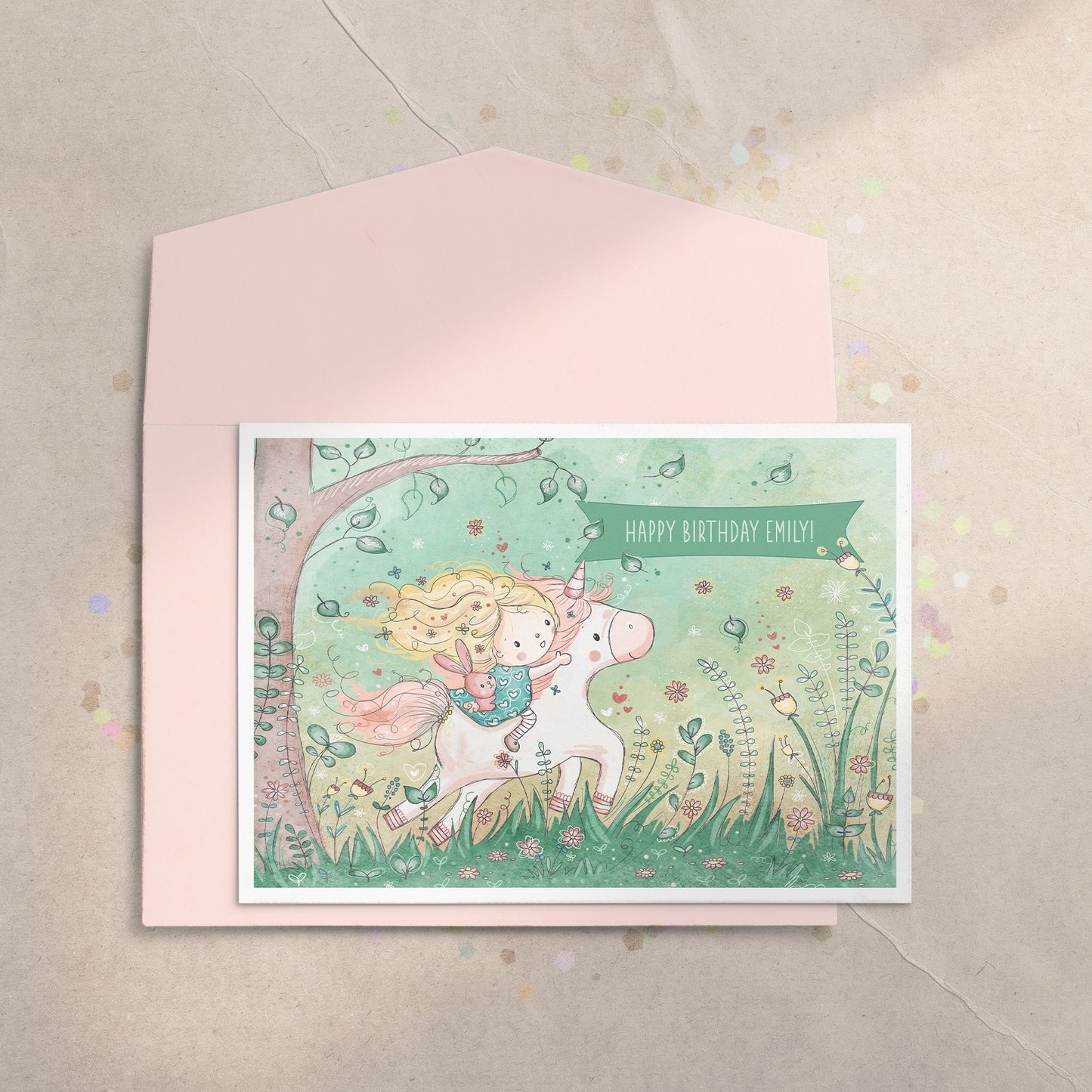 Unicorn Garden 5x7 Greeting Card