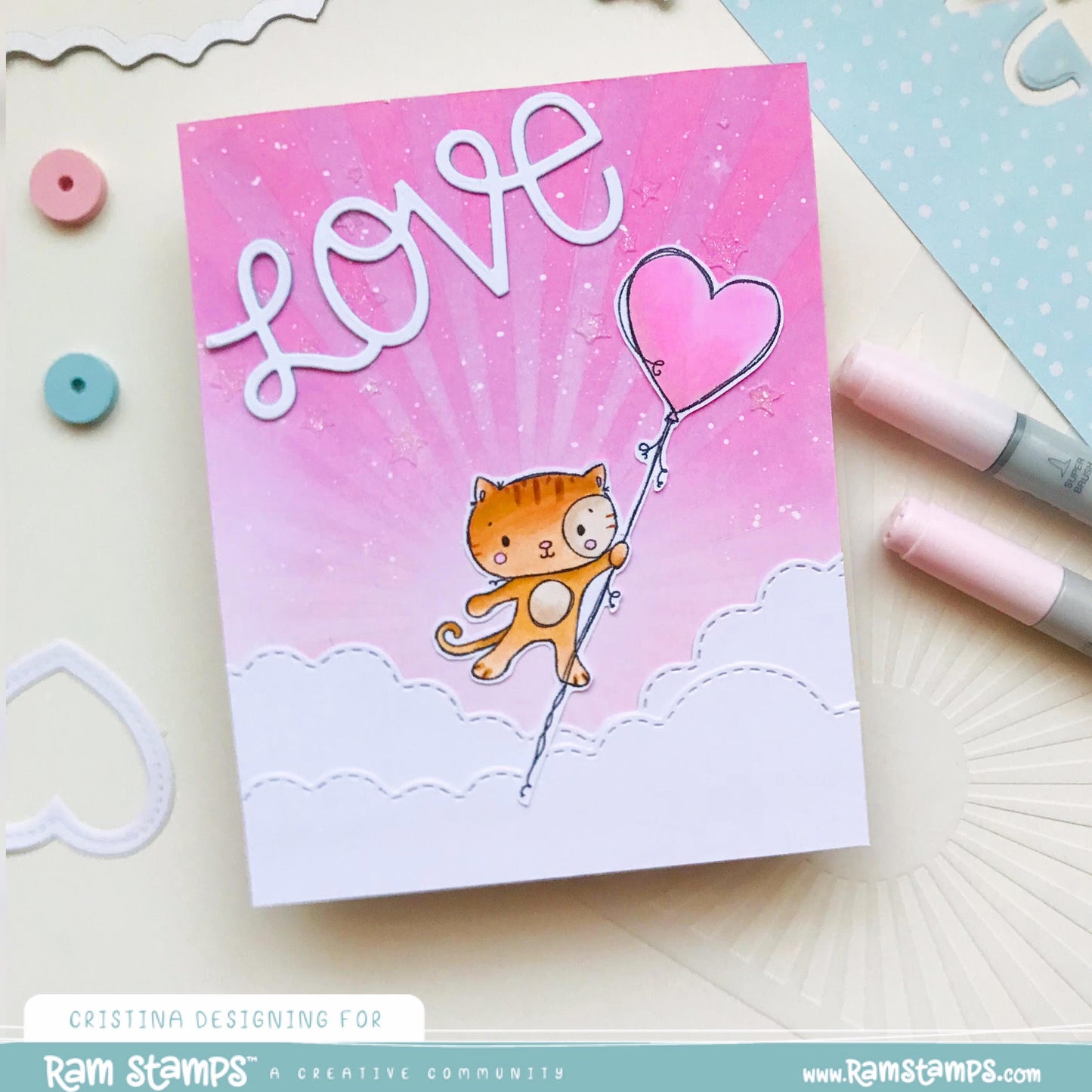 'Animal Valentines - Cat' Digital Stamp