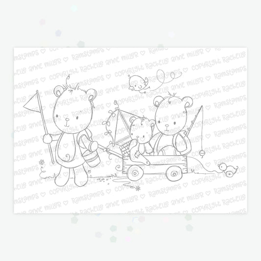'Bear's Wagon Ride' Digital Stamp