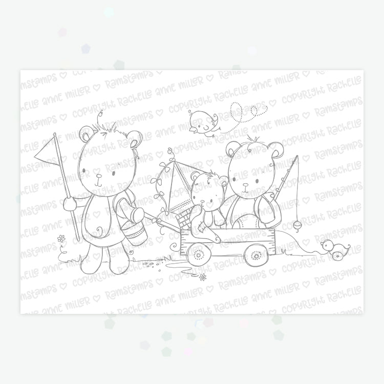 'Bear's Wagon Ride' Digital Stamp