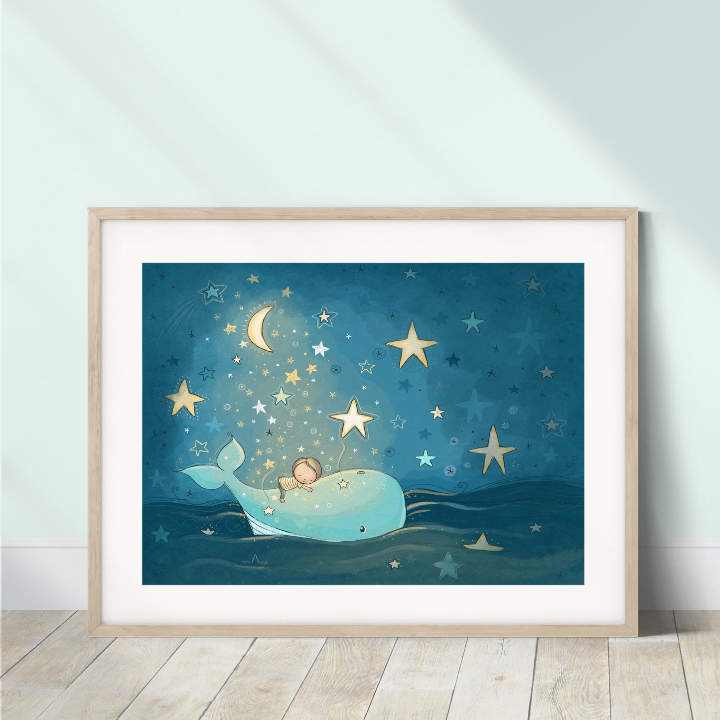 'Whale Dreams - Boy' Children's Wall Art Print