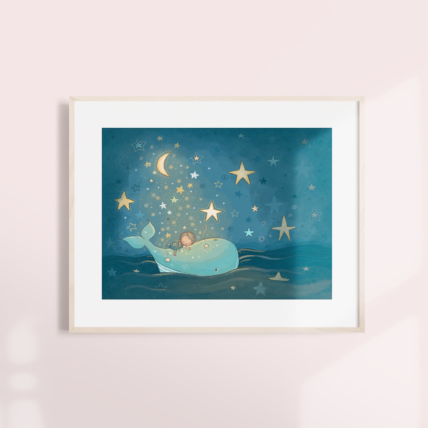 'Whale Dreams - Girl' Children's Wall Art Print