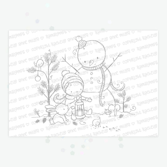 'Woodland Snowman' Digital Stamp