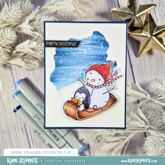 Penguin & Snowman: Sledding by Jayne