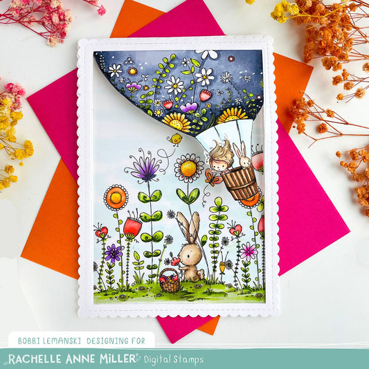 Bunny Garden & Hot Air Balloon by Bobbi