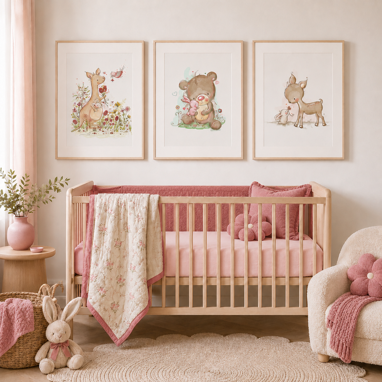 'Little Wild Hearts' Children's Wall Art Print Set of 3
