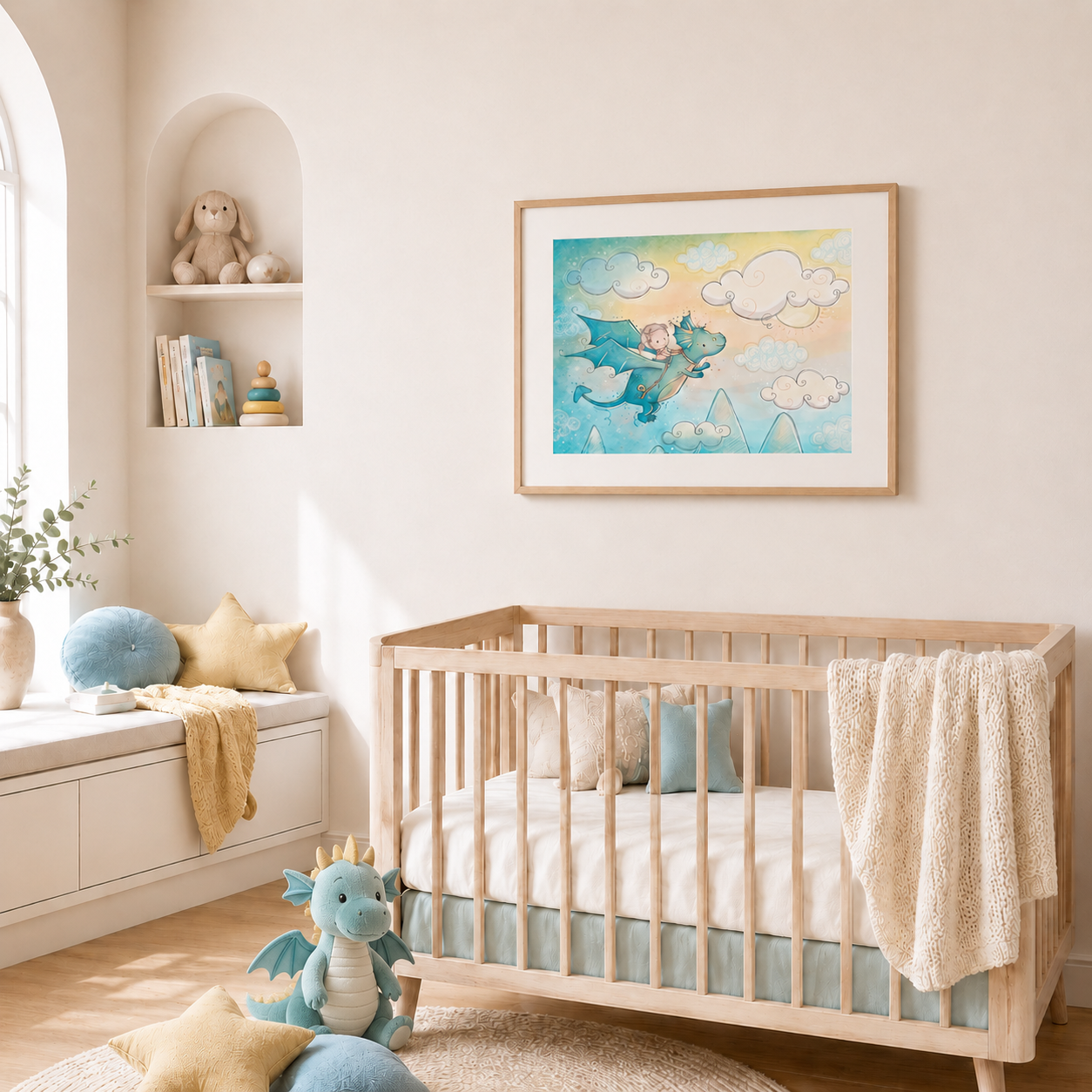 'Dragon Dreams - Girl' Children's Wall Art Print