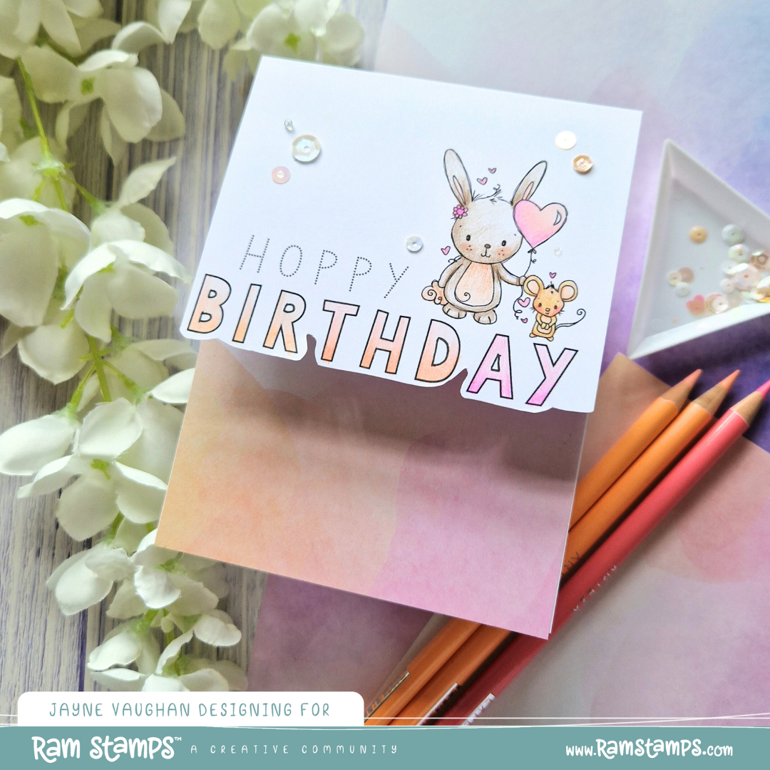 'Hoppy Birthday Bunny' Mini Scene Creator Digital Stamp