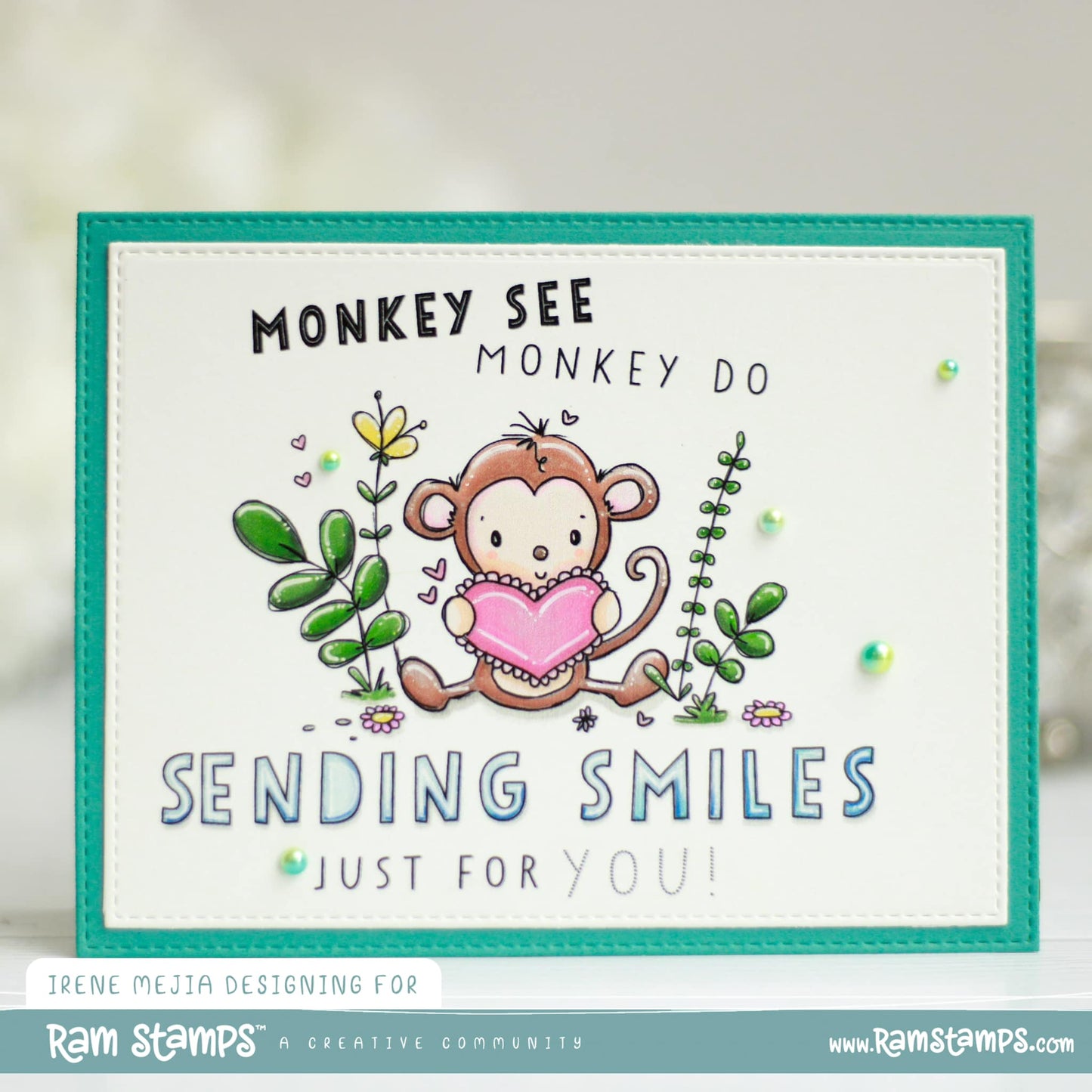 'Monkey Smiles' Mini Scene Creator Digital Stamp